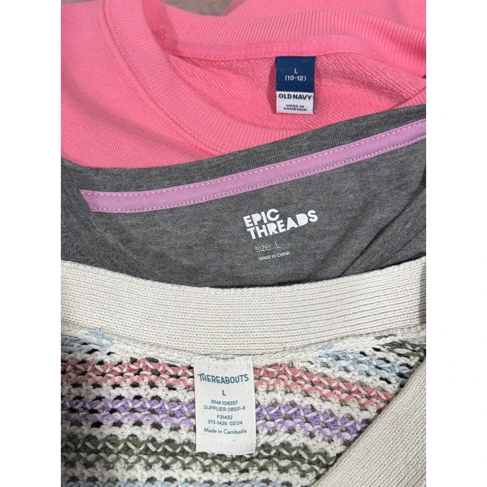 Old Navy Epic Threads Thereabouts Girls L 10-12 Bundle Pink Grey Top Cardigan